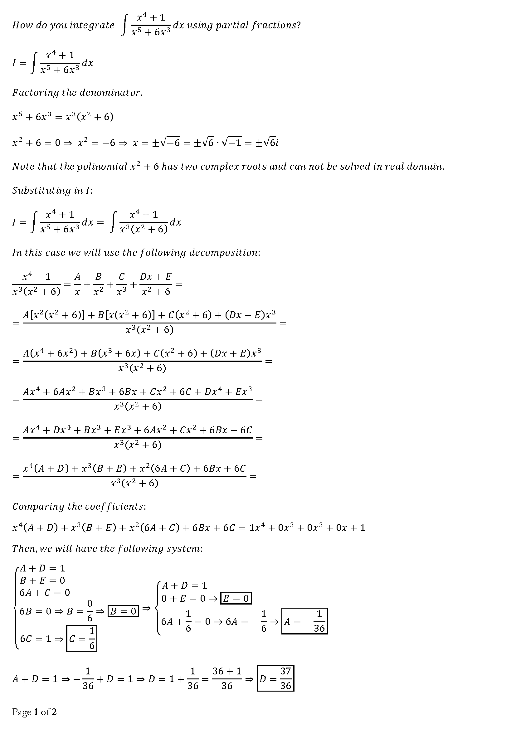 how-do-you-integrate-x-4-1-x-5-6-x-3-using-partial-fractions